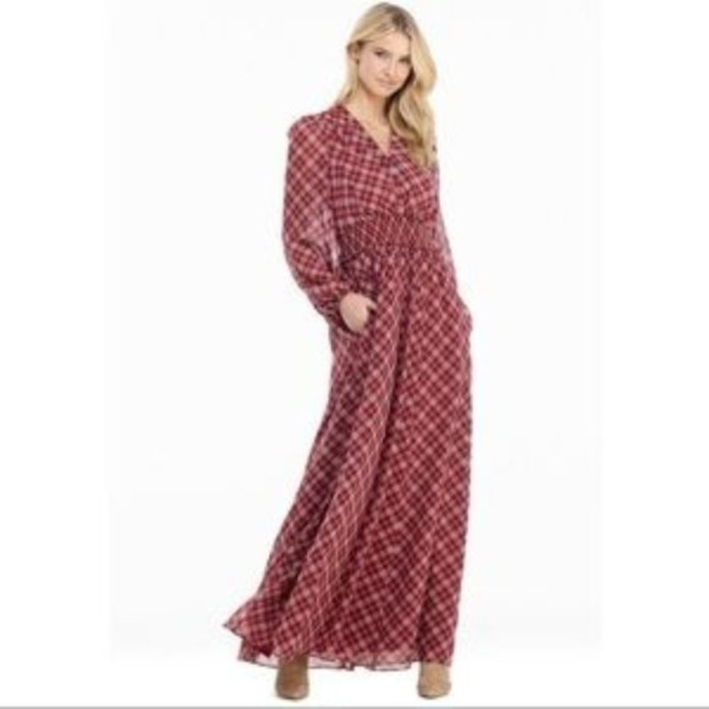 GAL MEETS GLAM Robyn Red Plaid Maxi Dress 6